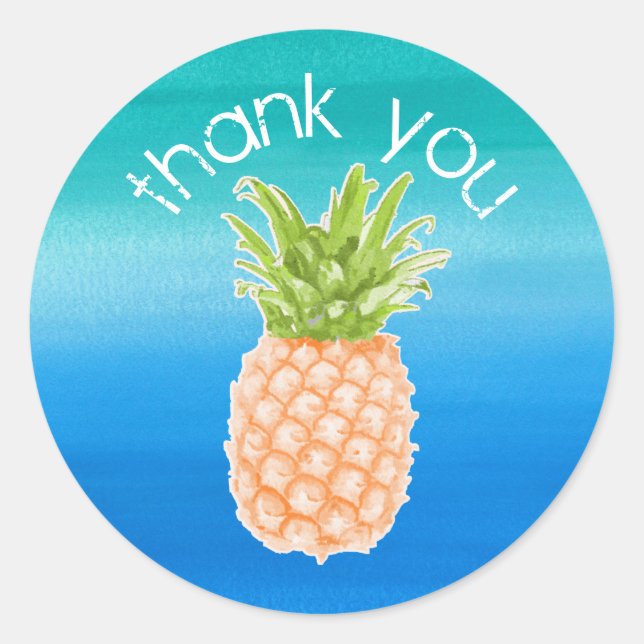 Tropical Pineapple Thank You Favour Sticker (Front)