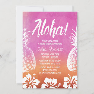 Tropical Pineapple Watercolor Beach Bridal Shower Invitation