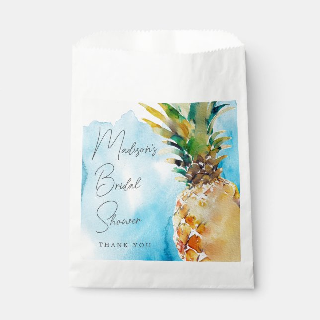 Tropical Pineapple Watercolor Bridal Shower Favour Bag (Front)