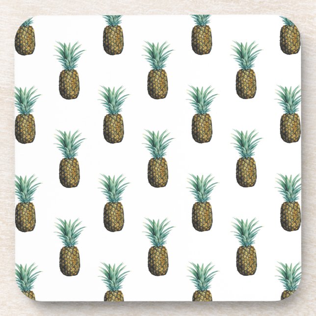 Tropical Pineapple Watercolor Coaster (Front)