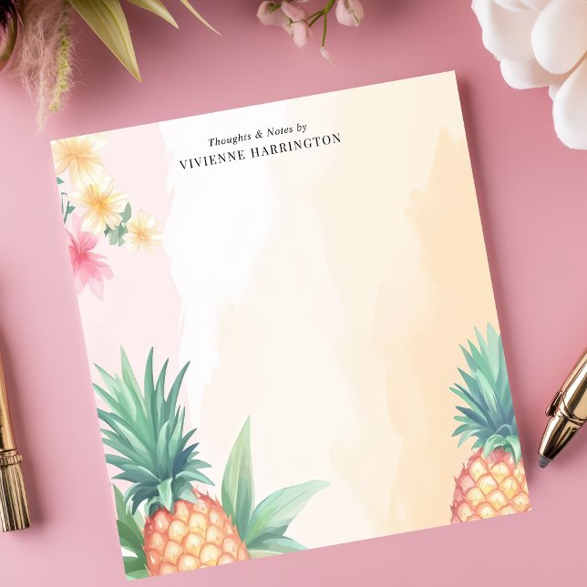 Tropical Pineapple Watercolor Personalised Notepad (Creator Uploaded)