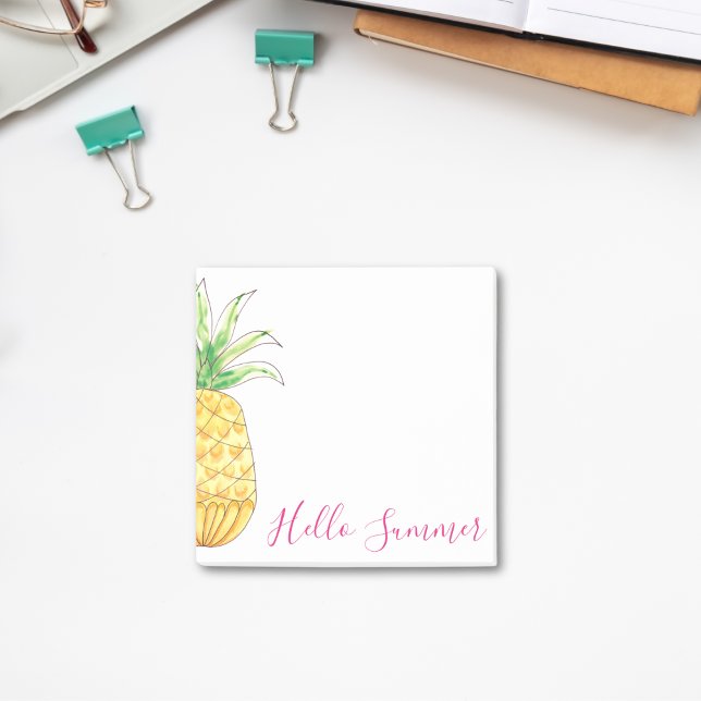 Tropical Pineapple Watercolor Summer Post-it Notes (Creator Uploaded)