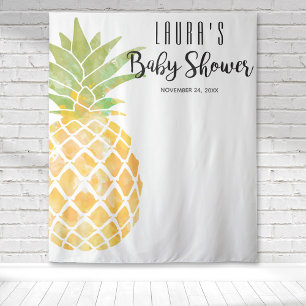 Tropical Pineapple Watercolor Yellow Baby Shower Tapestry