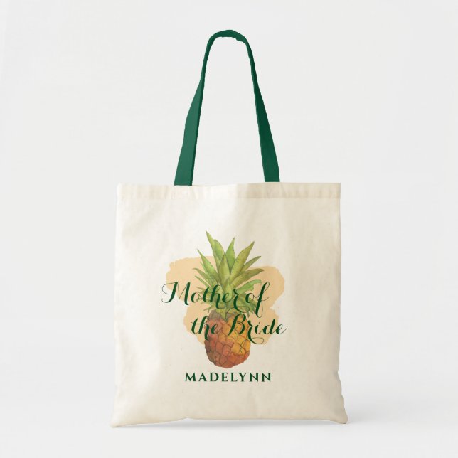 Tropical Pineapple Wedding Mother of the Bride Tote Bag (Front)