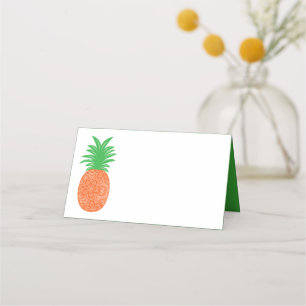 Tropical Pineapple Wedding Orange Green Hawaiian Place Card