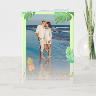 Tropical pineapple wedding peachy thank you photo