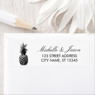 Tropical Pineapple Wedding Return Address Label