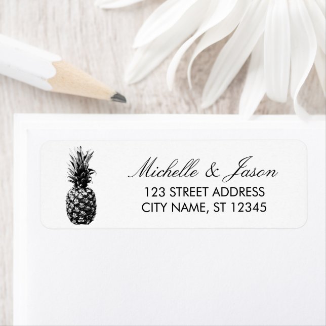 Tropical Pineapple Wedding Return Address Label (Insitu)