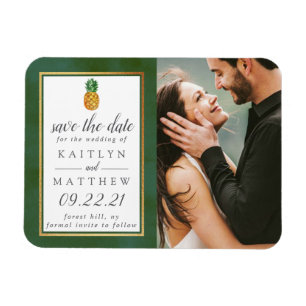 Tropical Pineapple Wedding Save The Date Magnet