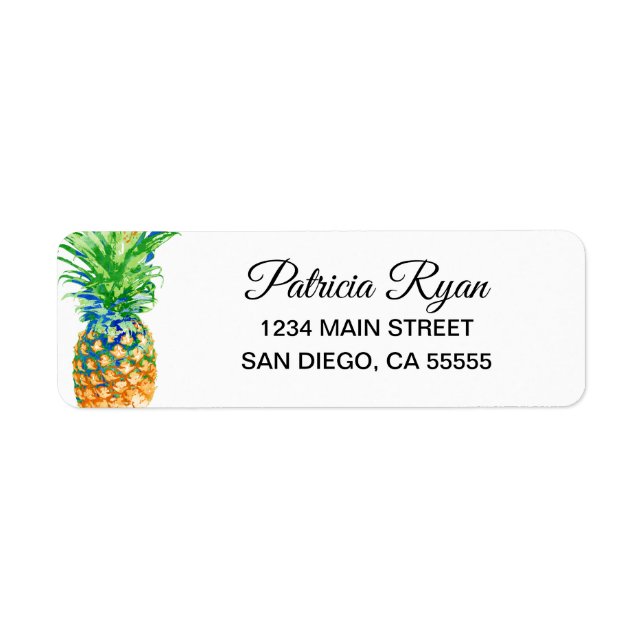 Tropical Pineapple White Return Address Return Address Label (Front)