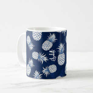 Tropical Pineapple with Name – Watercolor Style Coffee Mug