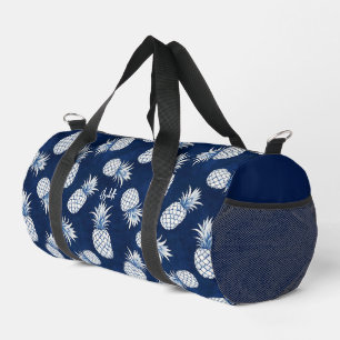 Tropical Pineapple with Name – Watercolor Style Duffle Bag
