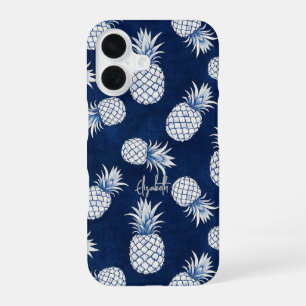 Tropical Pineapple with Name – Watercolor Style iPhone 16 Case