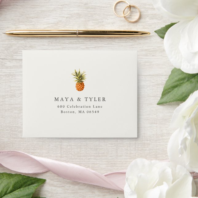 Tropical Pineapple with Return Address Envelope (Wedding)