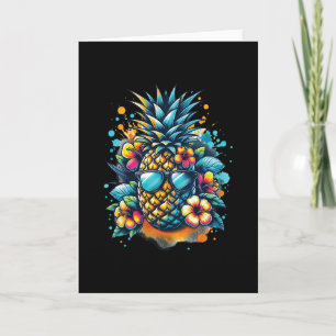 Tropical Pineapple With Shades Retro Summer Vibes  Card