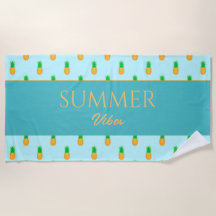 Tropical Pineapple with Summer Vibes Custom Text