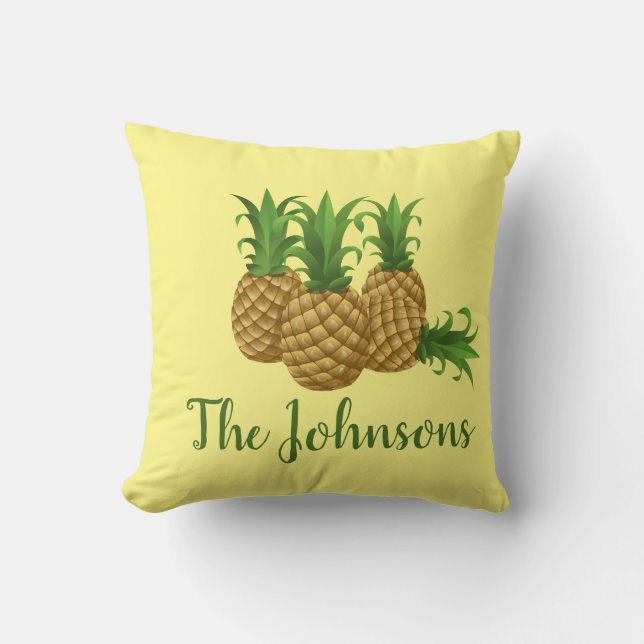 Tropical Pineapple Yellow home Decor Pillow   (Front)