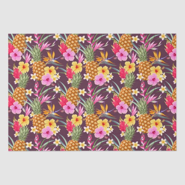 Tropical Pineapples And Flower  Tissue Paper (Front)