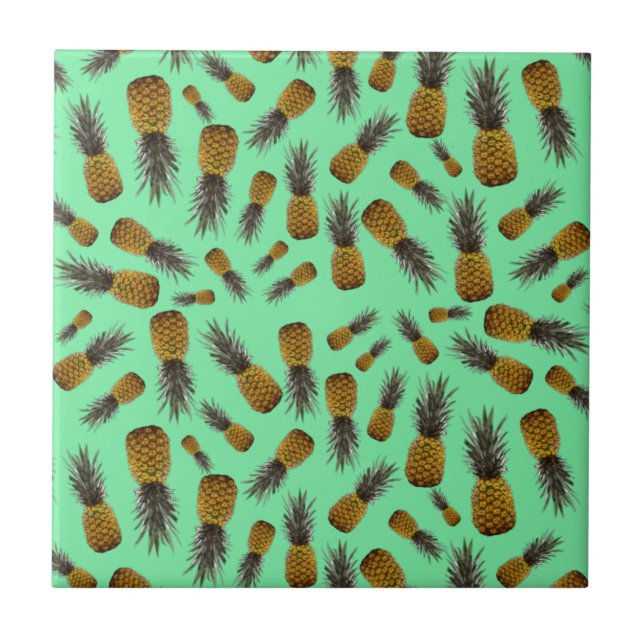 Tropical Pineapples Ceramic Tile (Front)