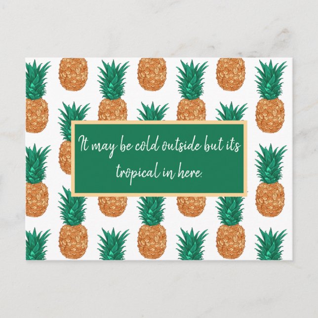 Tropical Pineapples, Customisable Party Invite Postcard (Front)