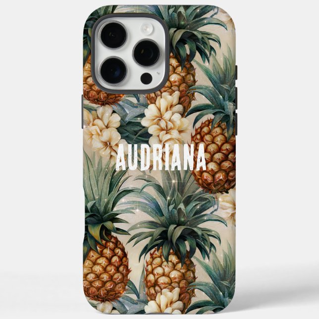 Tropical Pineapples Floral Case-Mate iPhone Case (Back)