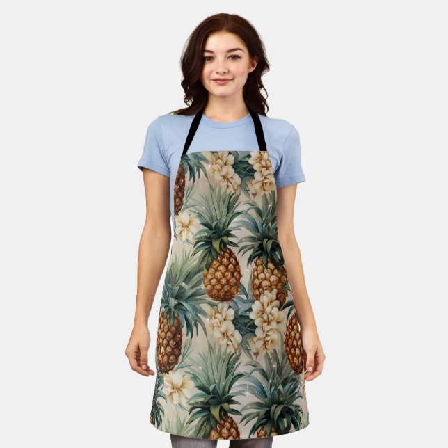 Tropical Pineapples Floral Wedding  Apron (Worn)