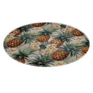Tropical Pineapples Floral Wedding  Cutting Board