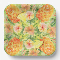 Tropical Pineapples Flowers Greenery