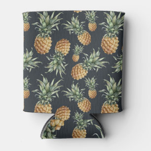 Tropical pineapples in watercolor, seamless. can cooler