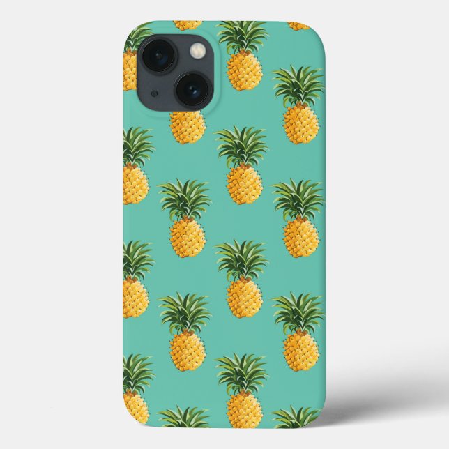 Tropical Pineapples On Teal Case-Mate iPhone Case (Back)