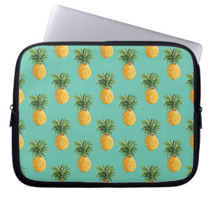 Tropical Pineapples On Teal Laptop Sleeve