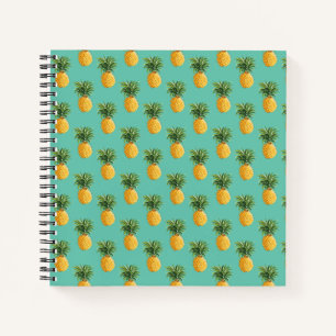 Tropical Pineapples On Teal Notebook