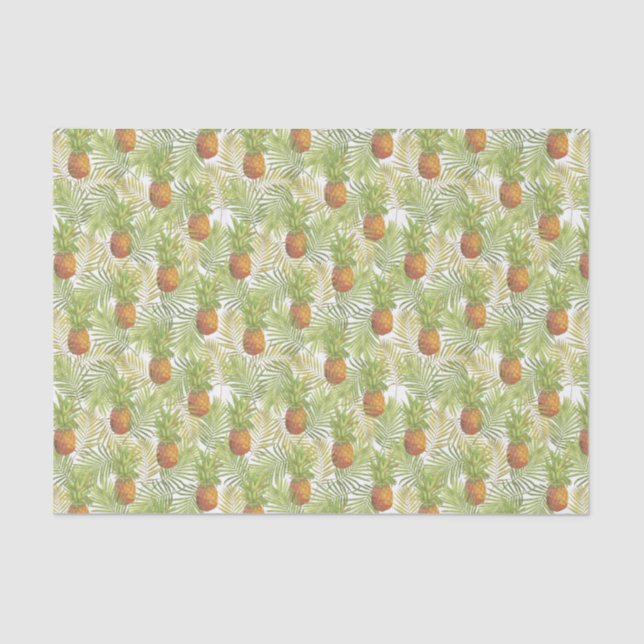 Tropical Pineapples on White Tissue Paper (Front)