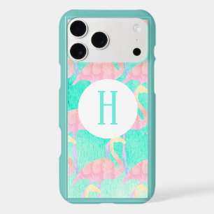 Tropical Pineapples Pink Flamingos Monogram