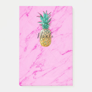 Tropical Pineapples & Pink Marble Modern Colourful Post-it Notes
