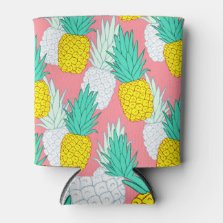 Tropical Pineapples: Red Cartoon Chic. Can Cooler