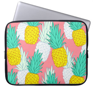 Tropical Pineapples: Red Cartoon Chic. Laptop Sleeve
