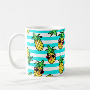 Tropical Pineapples: Retro Sunglasses Pattern. Coffee Mug