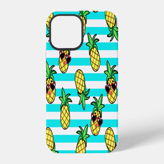 Tropical Pineapples: Retro Sunglasses Pattern. iPhone Case (Back)