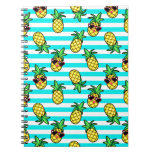 Tropical Pineapples: Retro Sunglasses Pattern. Notebook