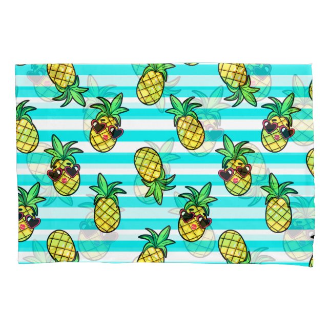 Tropical Pineapples: Retro Sunglasses Pattern. Pillowcase (Front)