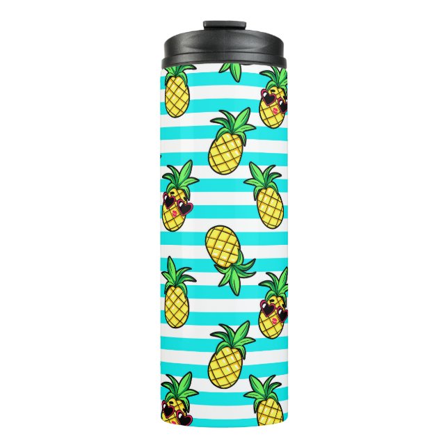 Tropical Pineapples: Retro Sunglasses Pattern. Thermal Tumbler (Front)