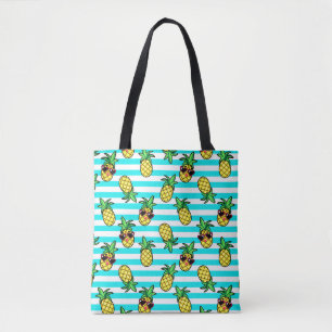 Tropical Pineapples: Retro Sunglasses Pattern. Tote Bag