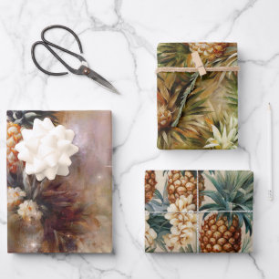 Tropical Pineapples Sparkle Bridal Shower Wrapping Paper Sheet