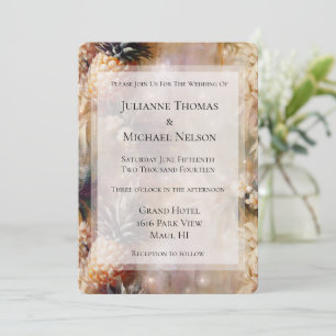 Tropical Pineapples Sparkle Romantic Wedding Invitation