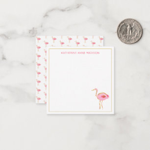 Tropical Pink and Gold Flamingos Card