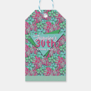 Tropical Pink and Green Floral Birthday Gift Tags