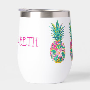 Tropical Pink and Green Floral Pineapple