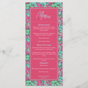 Tropical Pink and Green Floral Wedding Menu