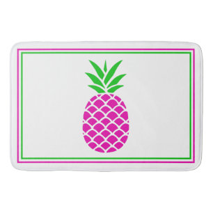 Tropical Pink and Green Pineapple Bath Mat